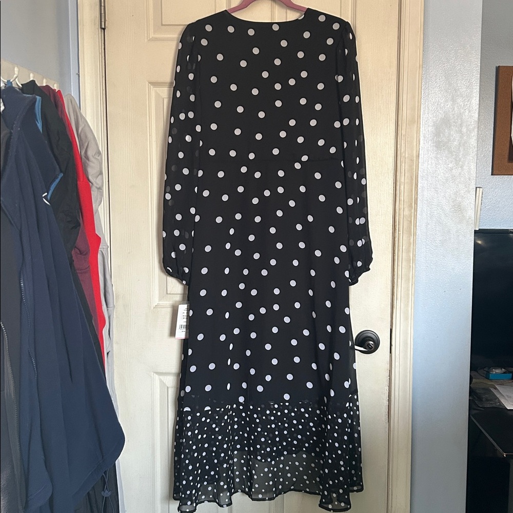 NWT Motherhood maternity mixed dot woven wrap midi dress size large - Picture 3 of 6